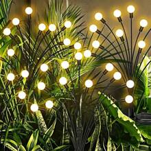 10 luces solares LED para el jardín - Eficientes energéticamente, luces de paisaje sensibles al tacto, acabado de níquel pulido, resistentes al agua IPX4, fácil montaje en poste para decorar el jardín y el patio, luces solares para exteriores