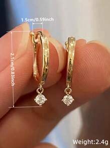 1 Pair Elegant Cubic Zirconia Waterdrop Earrings For Teens, Suitable For Daily Decoration, Party Jewelry Or Birthday Gift