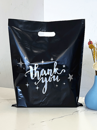 Sac fourre-tout en plastique style Merci Étoile, sac d'emballage cadeau, emballage cadeau pour magasin de vêtements, petit sac d'emballage cadeau