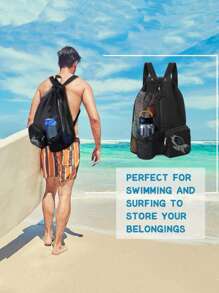 Swimming Bag, Mesh Drawstring Backpack With Wet Pocket, Beach Bag, Gym Workout Gear Bag, Sports Storage Tote, Handbag & Shoulder Bag