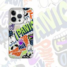 Slogan 1pc Green Graffiti In English Pattern Phone Case, Shockproof Mobile Phone Case, IPhone Personalized Mobile Phone Case, A Variety Of Colors Can Be Chosen