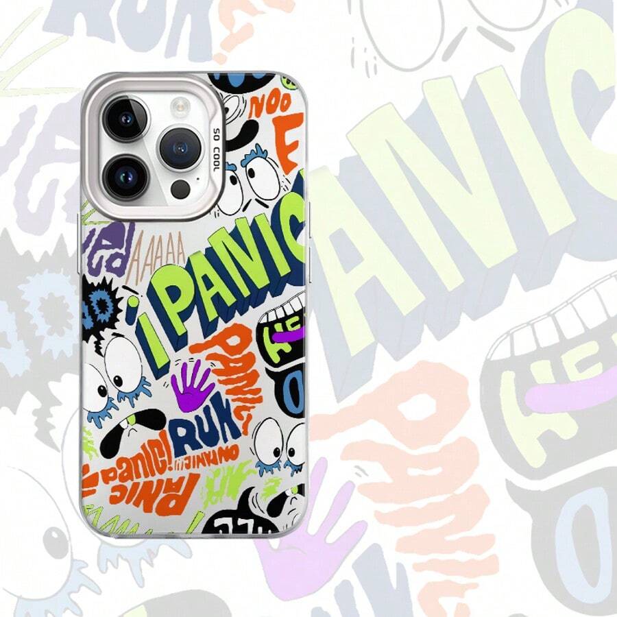Slogan 1pc Green Graffiti In English Pattern Phone Case, Shockproof Mobile Phone Case, IPhone Personalized Mobile Phone Case, A Variety Of Colors Can Be Chosen