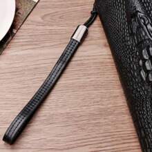 Cartera larga para hombres con cremallera, patrón de cocodrilo de lujo, bolso de mano  para hombres, bolsa de cintura, cartera de dinero para hombres de negocios, tarjetero - Negro - Ver 2