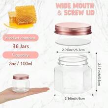 36pcs 3oz/100ml Clear Plastic Jars With Lids, Hexagonal Wide Mouth Yogurt, Jelly Jars