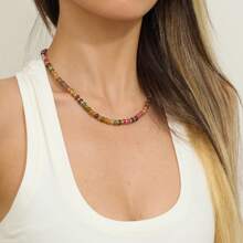 1pc Fashionable Personalized Dopamine Freedom Style Natural Stone Handmade Beaded Choker Necklace, Suitable For Women's Daily Wear - Colorful - View 8