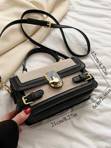 Spring New Lightweight Minimalist Fashion Small Square Handbag, PU Material, For Women - Black - View 8
