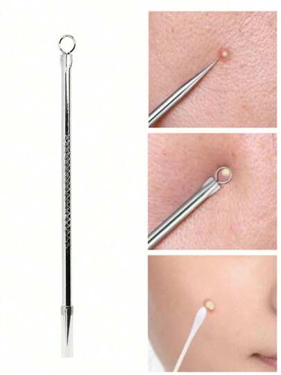 1 件不锈钢抛光黑头去除工具、便携式痤疮针、黑头去除器、美容、护肤产品、水疗、自我护理、护肤工具、面部护理、美容师用品、皮肤、洗面奶、面部