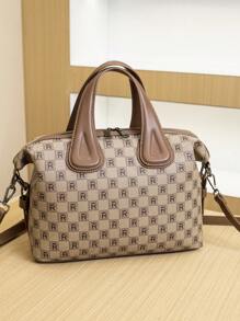 Bedruckte Handtasche, Damen Tragetasche, Retro Schultertasche, große Kapazität, Lässig, modisch, Pendlertasche, Marken-Nische 2025, vielseitig