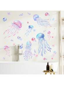 1 szt. Dekoracje do domu Naklejka ścienna z meduzą do łazienki, sypialni - samoprzylepna naklejka z PVC, czarny geometryczny wzór, asymetryczny kształt, naklejki ścienne do łazienki, naklejka winylowa do dekoracji domu, elementy dekoracyjne do sypialni, odśwież wystrój ściany w domu, wystrój łazienki, elementy dekoracyjne pokoju, wystrój salonu, wystrój domu, wystrój domu, sztuka ścienna do salonu, tapeta, spersonalizowane naklejki, lustro, lustro ścienne, lustro ścienne, lustro do pokoju