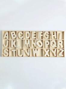 1 Set di lettere in legno e vassoio di immagazzinaggio in legno, lettere in legno bianche come regalo per imparare, decorazione per la casa, pittura fai-da-te, regalo per vacanze e compleanni