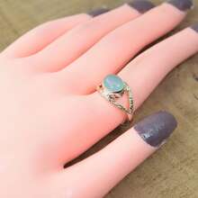 925 Sterling Silver And Brass Onyx Gemstone Jewelry Ring ~ December Month Birthstone ~ Natural Crystal Gemstone Ring ~ Gift For Valentine Day - 水色玉髓 - 查看 2