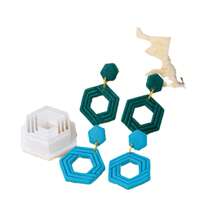 1 stuk kleimodelleermal, geometrische zeshoekige lijn decor oorbel- en hangersnijder
