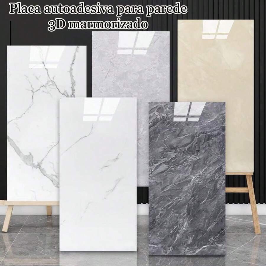 Kit Of 30 3D Marble Adhesive Wallpaper Plates 60*30cm Various Colors - Trắng YY-014 - Xem 1