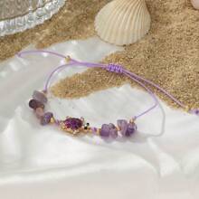 12pcs Ocean Inspired Natural Stone & Sea Turtle Bracelet Set, With Faux Sea Turtle, Sea Star And Shell Charms - Silver Plated, Studded With Rhinestones - Perfect Gift For Women - Ocean Inspired Natural Stone and Turtle Bracelet Set Of 12 - View 4