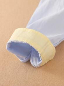 小男孩大象印花长袖单排扣休闲衬衫 - 藍色 - 查看 5