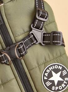 1pc Dog Harness Vest With Leash, Waterproof Cotton Padded Warm Clothing For Winter - Green - View 5