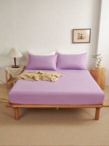 Set de 4 piezas de sábanas de color café sólido liso, confeccionado en microfibra súper suave y de fácil cuidado, que incluye (1 sábana plana, 1 sábana ajustable, 2 fundas de almohada)