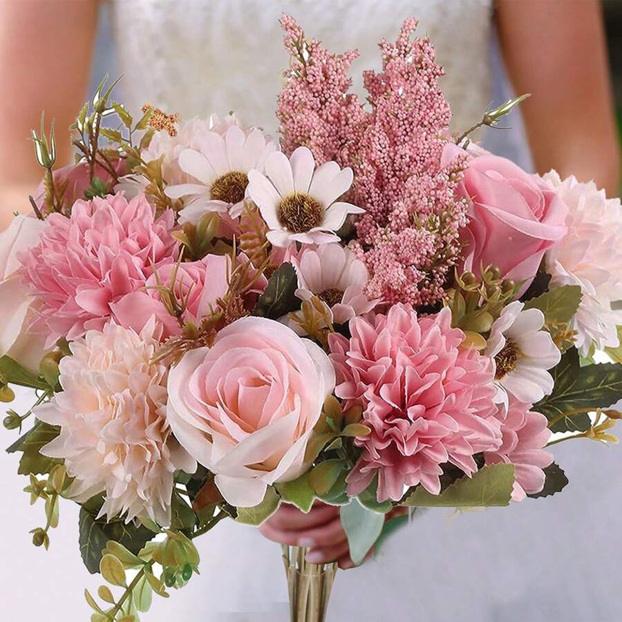 1/3pcs Romantic Artificial Peony Flowers Centerpieces Plastic Hydrangea Flowers Silk Roses Daisy Fake Plants Leaves For Wedding Room Home Hotel Party Event New Years Gifts Handheld Flower Arrangement For Valentine's Day Wedding/Home/Bedroom/Living Room/Table Decoration/Bride's Bouquet/Outdoor Garden Birthday Graduation,Fall Decor,Autumn