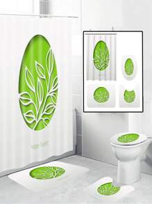 1/4pcs Colorful Rabbit, Egg, Happy Letter, Floral Print On Green Background, Easter Elements Waterproof Shower Curtain Set With 12 Hooks, Waterproof Polyester Fabric, Machine Washable, Rustproof Grommets Top, Unlined Woven Shower Curtain, Suitable For Bathroom Decor, Home Decor Bathroom Accessories