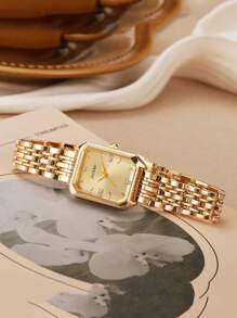 1 Stück Quarz-Armbanduhr für Frauen mit kreativem römischen Zifferblatt, kleinem Zifferblatt, quadratischer Metallkette, Edelstahlarmband, geeignet als Geschenk zur Rückkehr an die Schule, zum Geburtstag, Jahrestag, Halloween