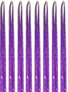 3pcs/Set Holographic Synthetic Hair Extensions, Colorful Shiny Gold & Silver Clip-In Hair Pieces For Girl - Purple - View 9