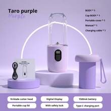 1 Peça Processador e Liquidificador de Alimentos para Bebê, Mixer Portátil de Smoothie de Frutas, Máquina de Suco Elétrica Multifuncional com Bateria Recarregável, Copo com Tampa