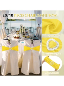 30/10/1 Pieces Of Spandex Elastic Chair With Bow Tie For Wedding Reception - Universal Elastic Chair Cover Strap, Buckle Slider Suitable For Decorating Chair Waistband, Birthday Party, Wedding Party, On-Site Chair Backrest Decoration And Fixation For Banquets, Parties, Hotel Events