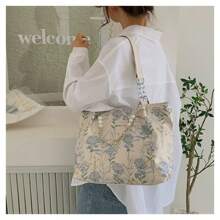 1 件托特包女士包花卉面料大容量通勤包时尚百搭必备