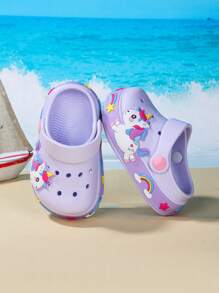 1 Pair Baby Horse Pattern Breathable Non-Slip Slip-On Beach Sandals, Slippers