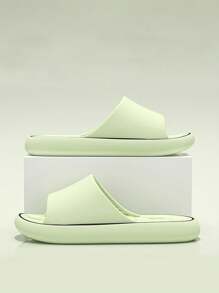 Women's Thickened Hollow Slip-On Slippers, Comfortable Simple Soft Bottom Non-Slip House Slippers, Casual Style, 2024 New Indoor/Bathroom Slides - Green - View 4