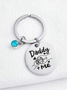 1pc Stainless Steel Round Pendant Fist Bump Key Chain - Perfect Father's Day Birthday Gift For Dad Or Son - Multicolor - View 10