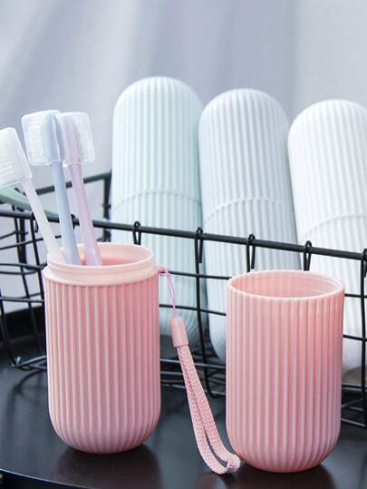 1件/6件便携式旅行牙刷盒套装，牙膏和牙刷收纳盒，带漱口杯和盖子，家居浴室装饰浴室配件浴室收纳盒夏季返校