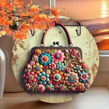 8 英寸 X 8 英寸圆形铁艺墙面艺术印有彩色花卉图案 - 适用于厨房、卧室、酒吧和餐厅装饰的铁艺标志 - 独特易挂的节日礼物创意