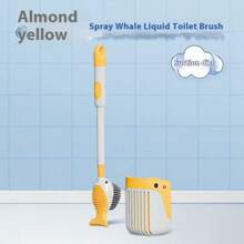 1 件装 Spoons 鲸鱼设计吸盘马桶刷和支架套装，硅胶浴室清洁工具套件