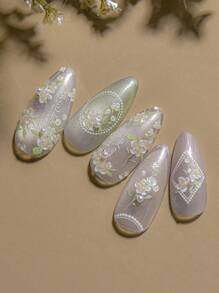 Exquisite Butterfly Wing Nail Art Stickers - Self-Adhesive, Scent-Free Decorations For Hands & Feet With Elegant Designs And Easy Application Nails Nail Supplies - White - View 9