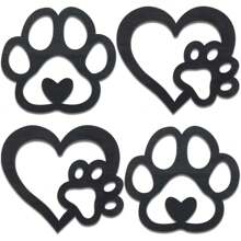 4 piezas de decoración de pared de madera vintage con huella de pata de perro y corazón, arte de pared con huella de pata de perro, decoración de retrato interior, regalo perfecto para mamás de perros - para fiestas del Día de la Madre, decoraciones de primavera de graduación, regalos para amantes de los perros en días festivos, decoración de habitaciones, decoración de jardín, decoración de bodas, decoración del hogar