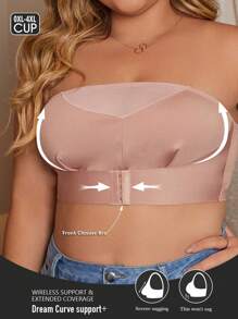 BH in Große Größen mit einfarbigem Mesh-Patchwork und Frontverschluss ohne Bügel