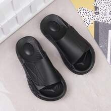 Men's Thick Sole Sandals With Unique Buckle Design, Comfortable Slide Slippers - Black - View 5