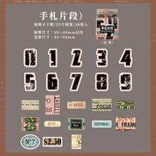 46pcs/Box Vintage Numerical Stickers, Creative Aesthetic Sticker Decals, DIY Decorative Collage Craft Materials, Holiday Gifts, Personalized Scrapbooking School Supplies