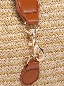 1pc Vintage Minimalist Crescent Shaped Adjustable Strap Crossbody Bag, Suitable For Dates, Outings, Parties - Beige - View 6