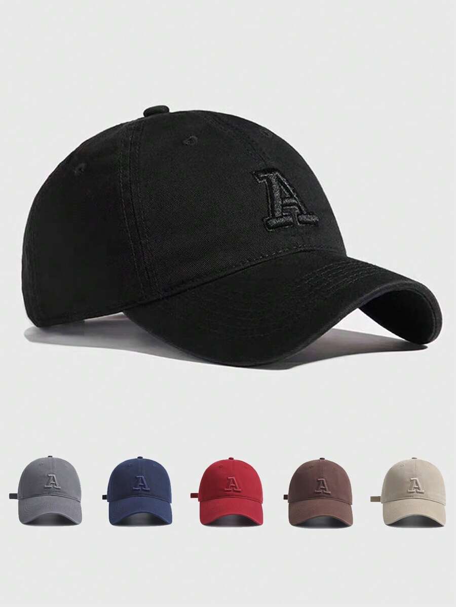 Czapka baseballowa z haftem w literę A Jednolity kolor Prosta, swobodna czapka sportowa Czapki z filtrem przeciwsłonecznym