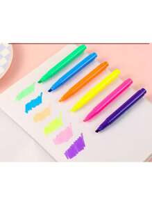 12 支/套女士多色荧光荧光笔，适用于 DIY 计划、记笔记、突出显示 - 彩色 - 查看 3