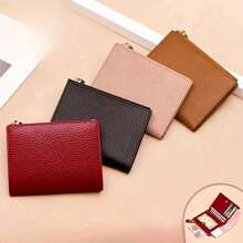 1 pieza Monedero con cremallera y ventana para tarjeta de identificación, billetera multifuncional para mujer, billetera mini, monedero, billetera para tarjetas