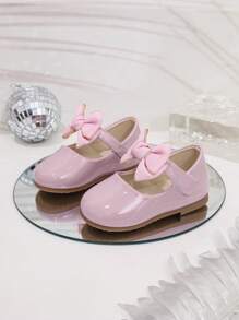 Chaussures de princesse pour filles, chaussures en cuir synthétique à semelle souple pour printemps & automne, nouvelles chaussures pour enfants, décoration de nœud en perles pour l'été - Rose bonbon - Voir 3