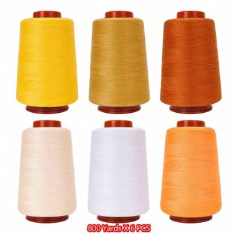 6 Pcs Sewing Thread, All Purpose Sewing Thread, 6 Spools Assorted Colors Each 800 Yards Of Polyester Threads For Sewing Machine, Hand Stitching, Quilting, Serger