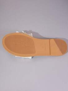Damen Zehentrenner Sandalen, vintage perlenbestickte leichte Slip-On Sandalen