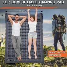 Almohadilla de dormir doble ultra gruesa de 4 pulgadas con bomba de pie integrada, colchón inflable tamaño Queen para parejas, ideal para mochileros y aventuras al aire libre - 1 - Ver 4
