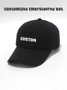 1 Set Topi Matahari Pria dan Wanita Bordir Huruf Inggris Aneka Warna yang Dapat Disesuaikan, Pasang Wajah Apa Saja di Topi, Topi Paruh Bebek yang Dipersonalisasi dengan Foto dan Topi Baseball Kustom yang Lucu, Cocok untuk Acara Seperti Hari Valentine - Hitam - View 3