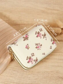 带图案的时尚钱包 - 高品质皮革女士钱包，带多个卡槽、拉链开合和耐用防刮五金配件，紧凑便携的信用卡、银行卡和现金卡夹，完美的旅行必需品，适合送给女朋友、母亲、老师或亲人，非常适合旅行、工作、购物和返校使用，时尚实用的设计，适合学校、办公室和户外活动 - 米色 - 查看 4