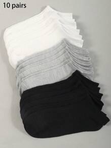 Juego de 3/10/15/20/30/50/100 pares de calcetines delgados y simples de colores negro, blanco y gris, calcetines invisibles, versátiles calcetines informales de verano para pareja, calcetines desechables de corte bajo
